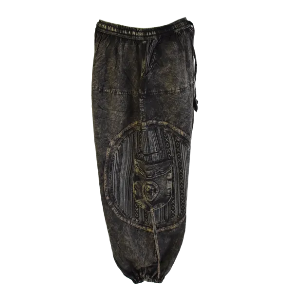 Sarouel Bohème Tie-Dye "Shivna" Noir - Coton Artisanal du Népal