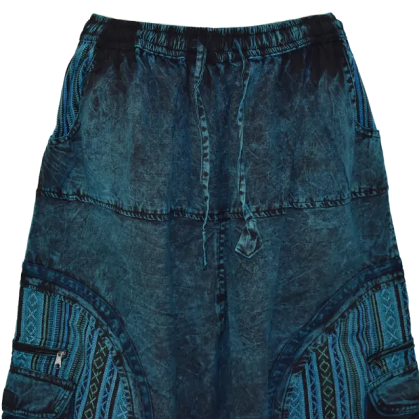 Sarouel Bohème Tie-Dye « Shivna » Bleu Pétrole - Coton Artisanal du Népal -