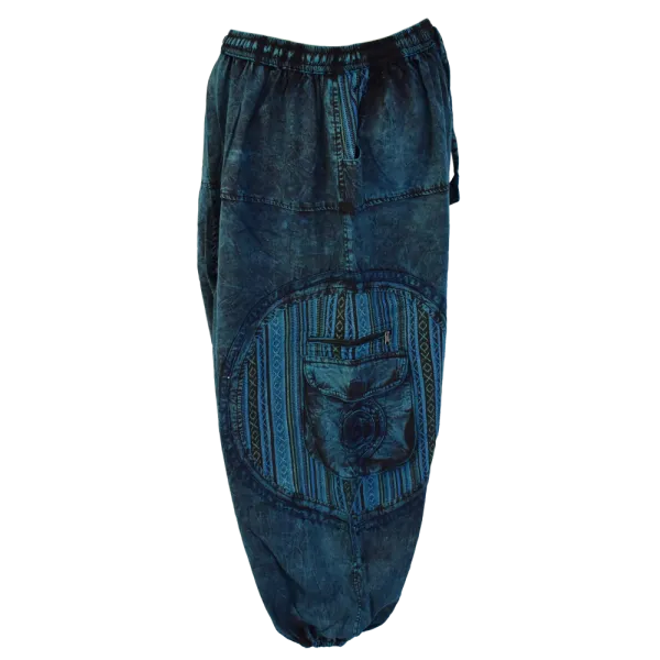 Sarouel Bohème Tie-Dye « Shivna » Bleu Pétrole - Coton Artisanal du Népal -