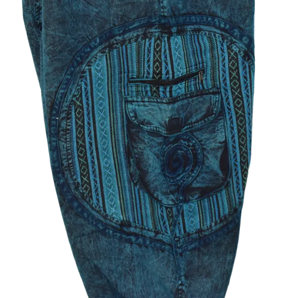 Sarouel Bohème Tie-Dye « Shivna » Bleu Pétrole - Coton Artisanal du Népal -