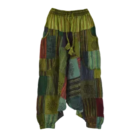 Sarouel Gufa Patch Délavé Vert - Coton Léger Artisanal -