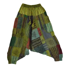 Sarouel Gufa Patch Délavé Vert - Coton Léger Artisanal -