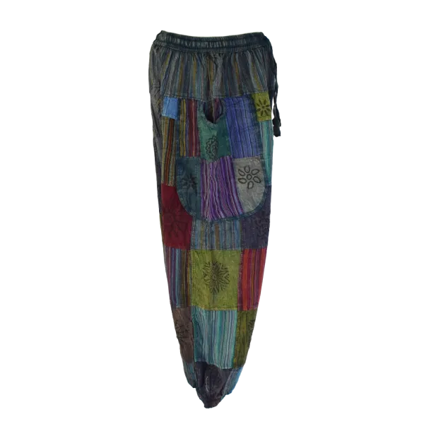 Sarouel Gufa Patch Délavé Bleu Pétrole - Coton Léger Artisanal -