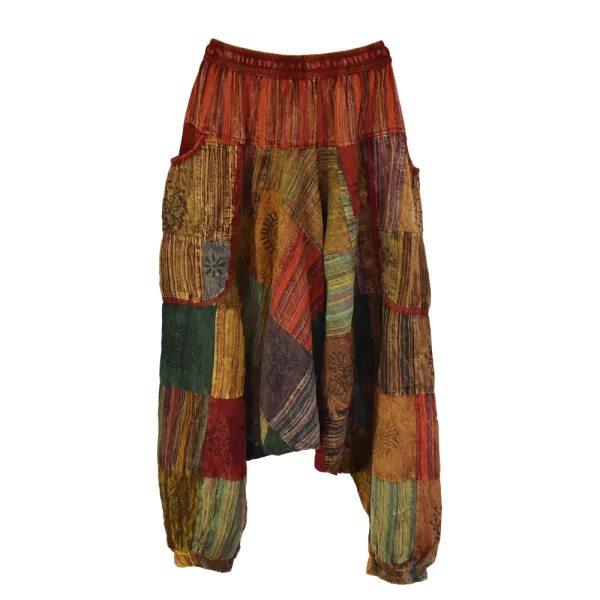 Sarouel Gufa Patch Délavé Multicolore - Coton Léger Artisanal