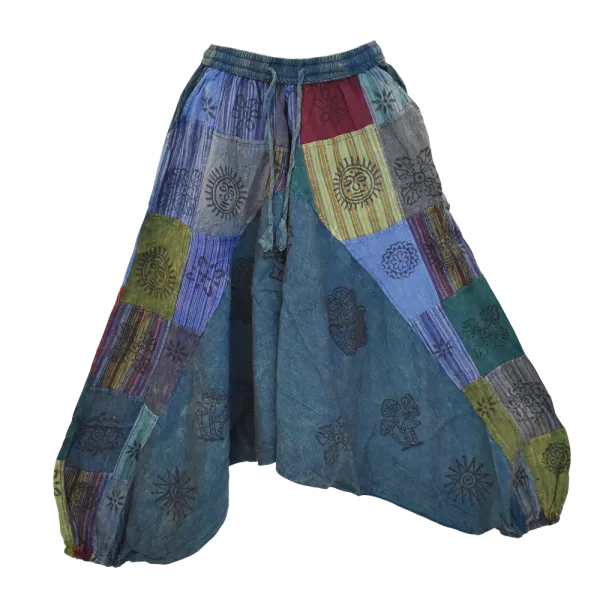 Sarouel Mixte Patchwork Coton Délavé « Block Print »