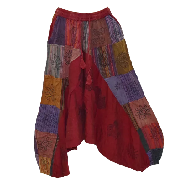 Sarouel Mixte Patchwork Coton Délavé « Block Print »