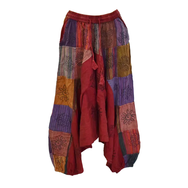 Sarouel Mixte Patchwork Coton Délavé « Block Print »