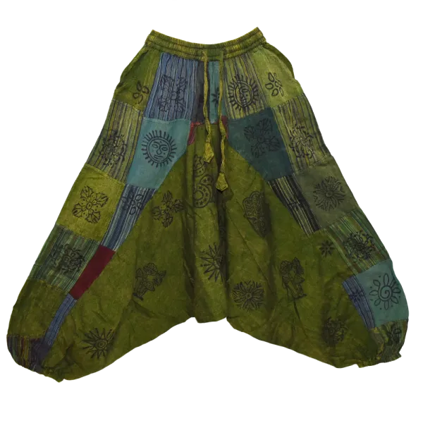 Sarouel Mixte Patchwork Coton Délavé « Block Print »