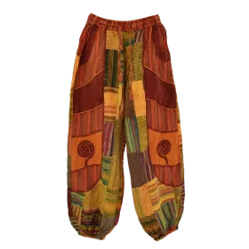 Pantalon Bouffant Coton Léger « Surya Patch » Orange-