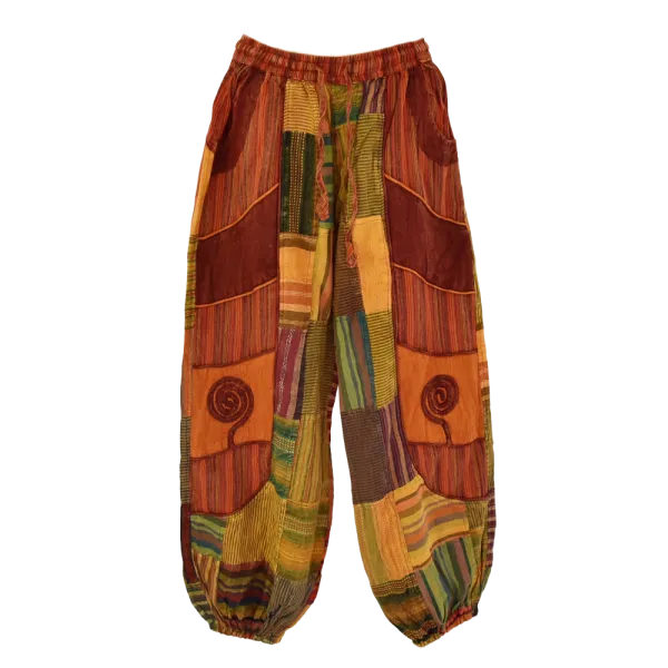 Pantalon Bouffant Coton Léger « Surya Patch » Orange-