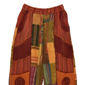 Pantalon Bouffant Coton Léger « Surya Patch » Orange-