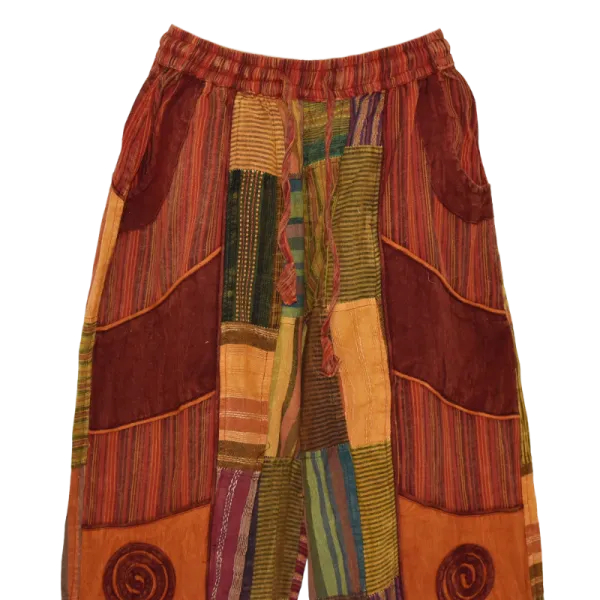 Pantalon Bouffant Coton Léger « Surya Patch » Orange-