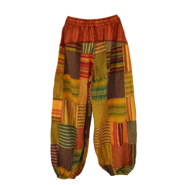 Pantalon Bouffant Coton Léger « Surya Patch » Orange-