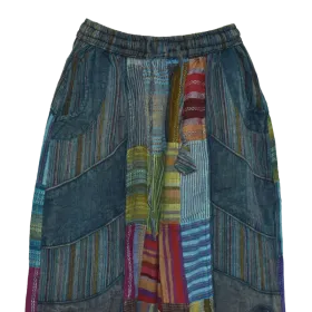 Pantalon Bouffant Coton Léger « Surya Patch » Bleu Pétrole -
