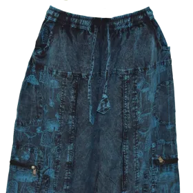 Pantalon Ample Tie-Dye « Forêt Mystique » Bleu Pétrole & Noir