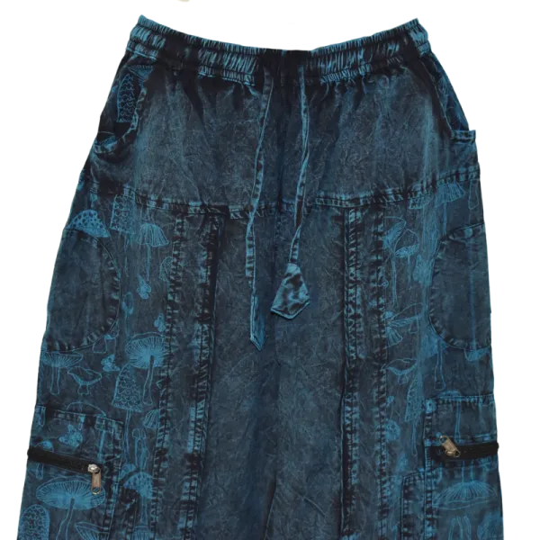 Pantalon Ample Tie-Dye « Forêt Mystique » Bleu Pétrole & Noir