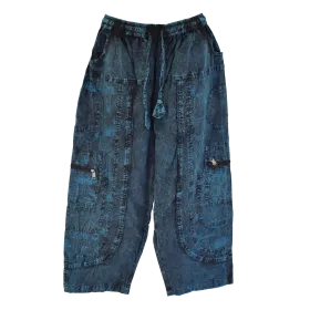 Pantalon Ample Tie-Dye « Forêt Mystique » Bleu Pétrole & Noir
