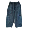 Pantalon Ample Tie-Dye « Forêt Mystique » Bleu Pétrole & Noir