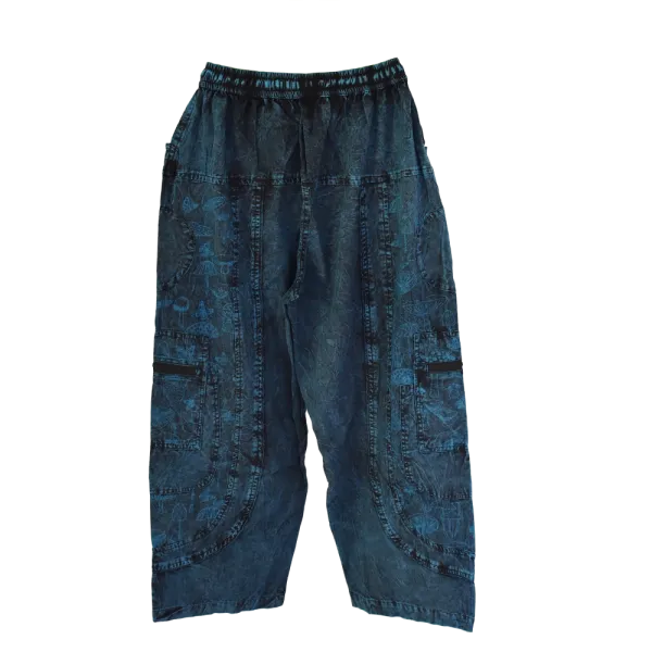 Pantalon Ample Tie-Dye « Forêt Mystique » Bleu Pétrole & Noir