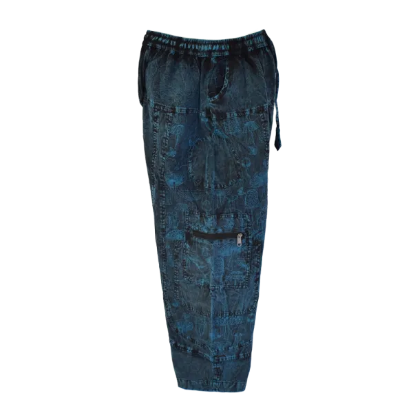 Pantalon Ample Tie-Dye « Forêt Mystique » Bleu Pétrole & Noir