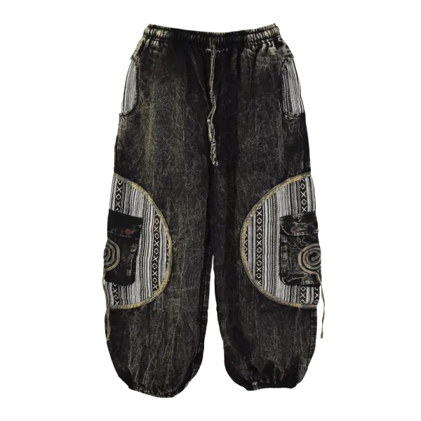 Pantalon Bouffant Tie-Dye « Spirale Sauvage » - Coton Délavé