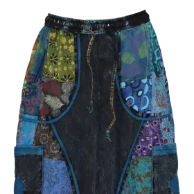 Pantalon Bouffant Femme Coton Jersey Délavé « Mosaïque Bleue »