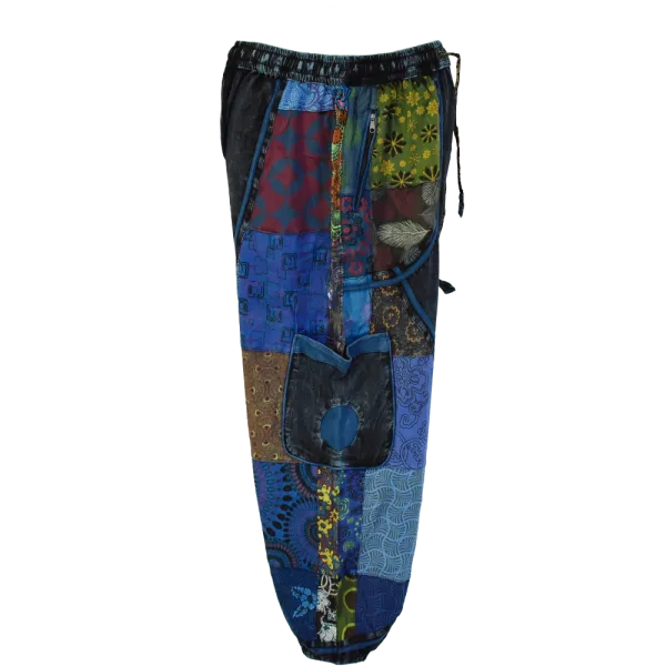 Pantalon Bouffant Femme Coton Jersey Délavé « Mosaïque Bleue »