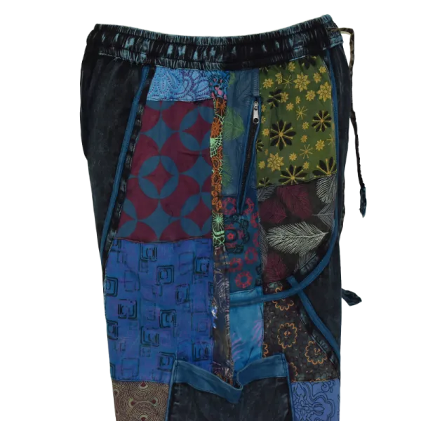 Pantalon Bouffant Femme Coton Jersey Délavé « Mosaïque Bleue »