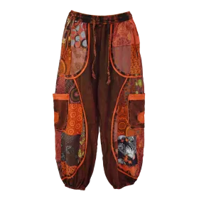 Pantalon Bouffant Femme Coton Jersey Délavé « Mosaïque Rouge »