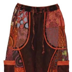 Pantalon Bouffant Femme Coton Jersey Délavé « Mosaïque Rouge »