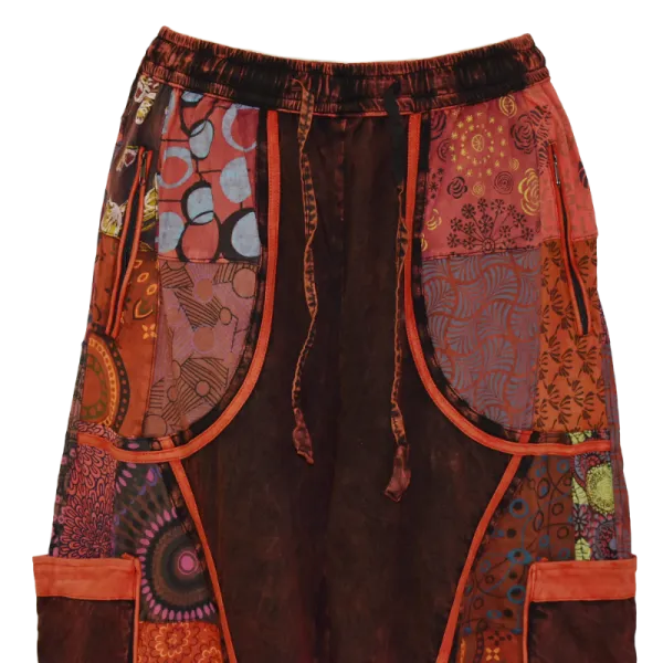 Pantalon Bouffant Femme Coton Jersey Délavé « Mosaïque Rouge »