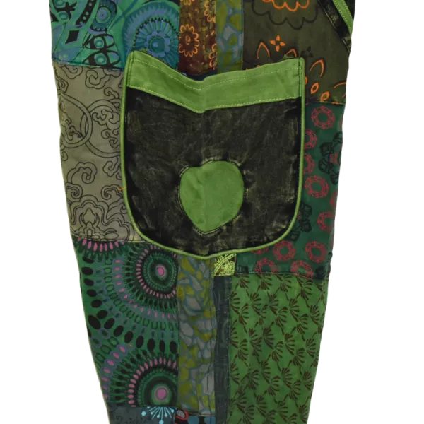Pantalon Bouffant Femme Coton Jersey Délavé « Mosaïque Verte »