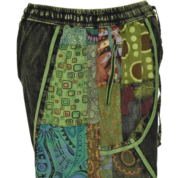 Pantalon Bouffant Femme Coton Jersey Délavé « Mosaïque Verte »