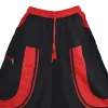 Sarouel Mixte Coton Artisanal Deux Tons « Tao Zen » Noir & Rouge