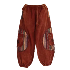 Pantalon Bouffant Tie-Dye « Spirale Sauvage » Bordeaux Délavé