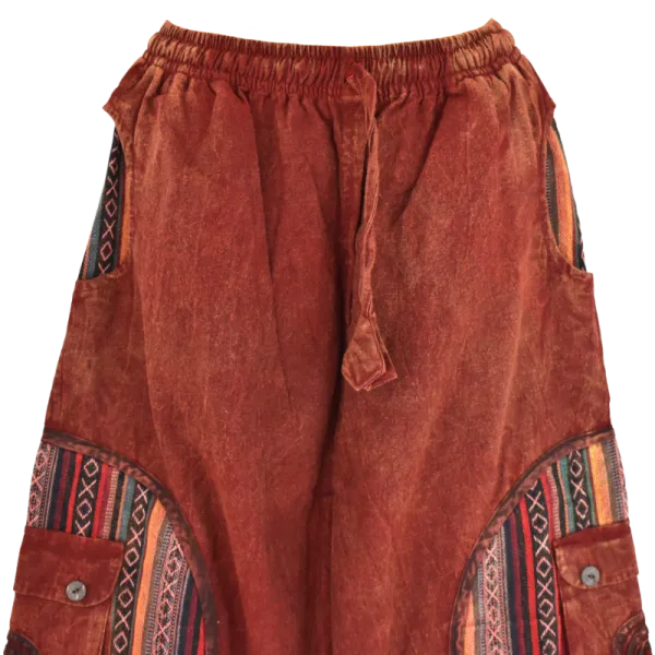 Pantalon Bouffant Tie-Dye « Spirale Sauvage » Bordeaux Délavé