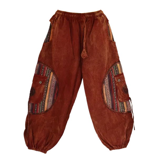 Pantalon Bouffant Tie-Dye « Spirale Sauvage » Bordeaux Délavé