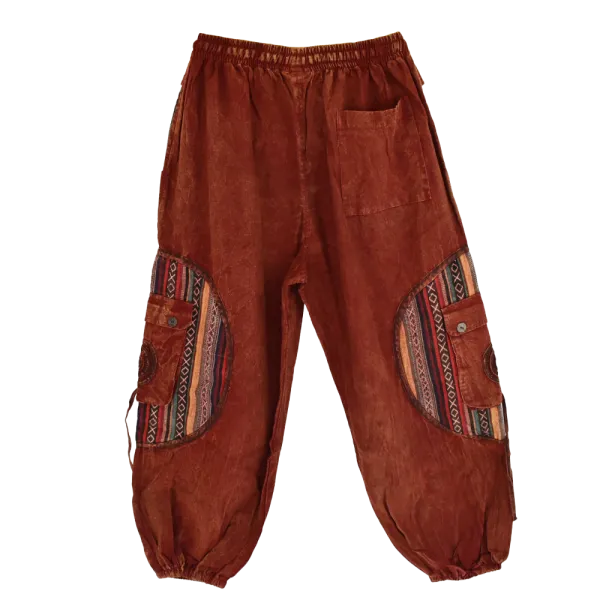 Pantalon Bouffant Tie-Dye « Spirale Sauvage » Bordeaux Délavé