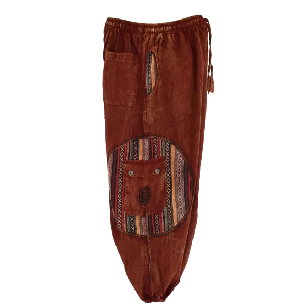 Pantalon Bouffant Tie-Dye « Spirale Sauvage » Bordeaux Délavé