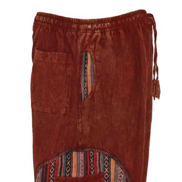 Pantalon Bouffant Tie-Dye « Spirale Sauvage » Bordeaux Délavé