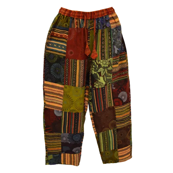 Pantalon Coton Épais Patchwork « Puranta » Multicolore