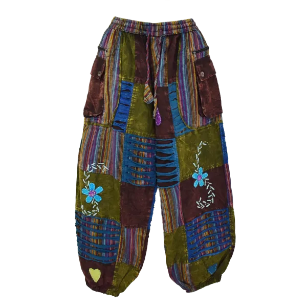 Pantalon Bouffant Femme Coton Délavé « Flore Bohème »