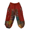Pantalon Bouffant Unisexe Coton Épais Délavé « Himalaya Cargo » Bordeaux