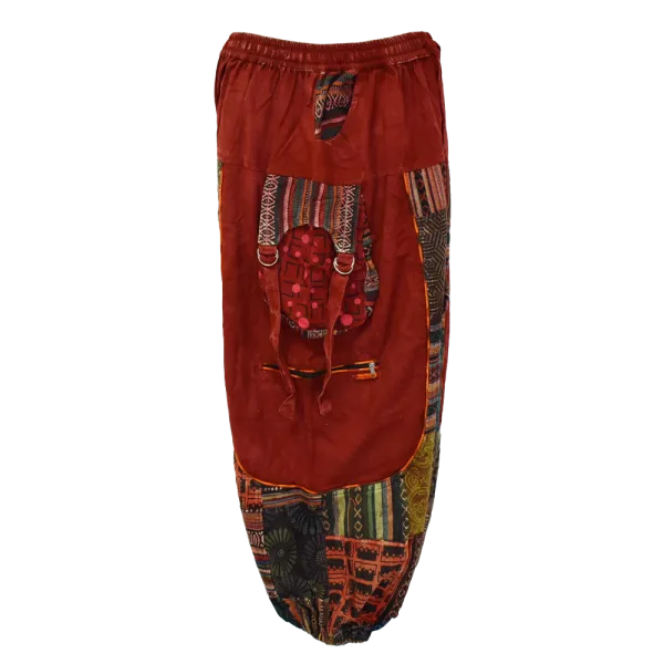 Pantalon Bouffant Unisexe Coton Épais Délavé « Himalaya Cargo » Bordeaux