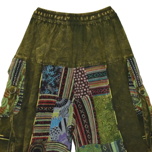Pantalon Bouffant Unisexe Coton Épais Délavé « Himalaya Cargo » Vert Olive
