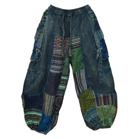 Pantalon Bouffant Unisexe Coton Épais Délavé « Himalaya Cargo » Bleu Pétrole