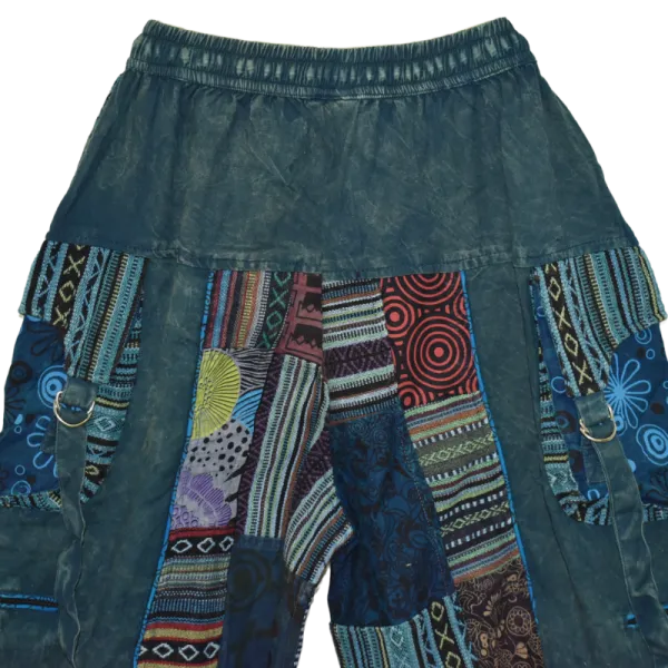 Pantalon Bouffant Unisexe Coton Épais Délavé « Himalaya Cargo » Bleu Pétrole
