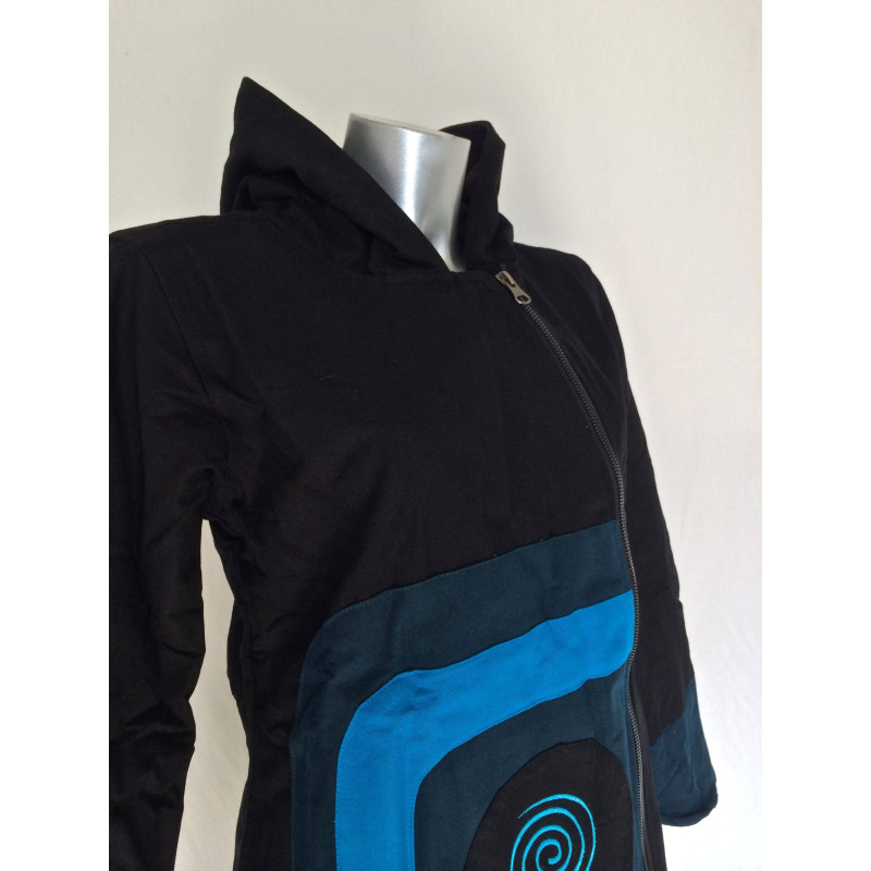 Manteau Randa Ethnique Bleu Deux Tons