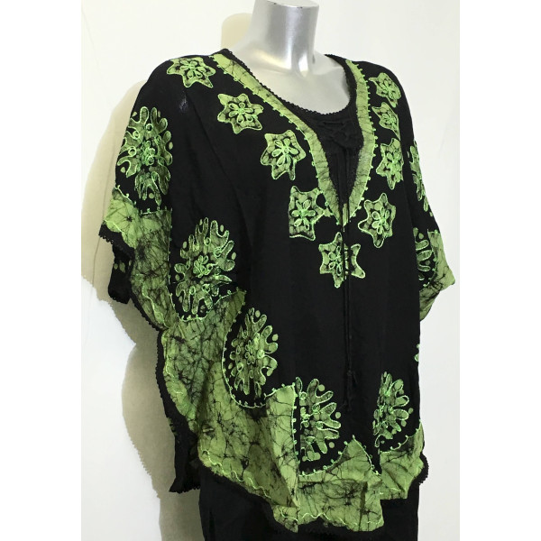 Blouse Nadda Fuide Ample Été BT- 405 noir/vert