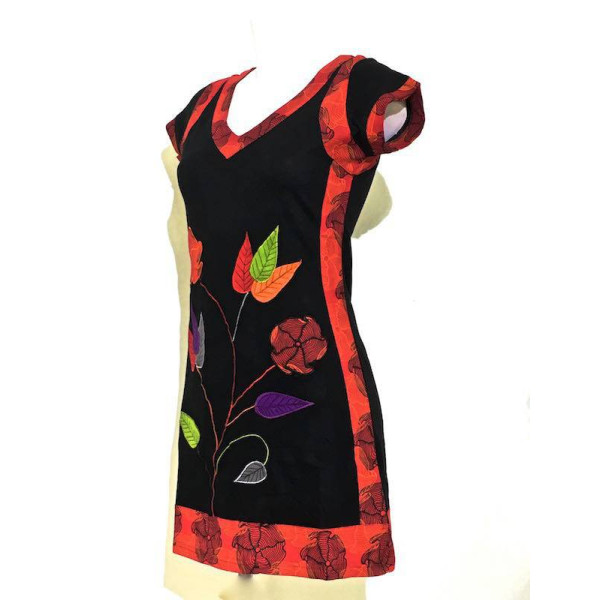 Robe Courte Ethnique Dindori Brodé Floral